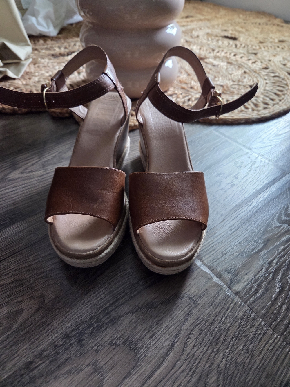 Sperry-Brown Women's Ankle Strap Espadrille Wedge Sandals